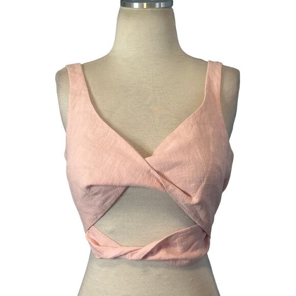 Bec & Bridge Bonnie Cut-Out Crop Top in Peony Pink 6 Womens Cropped Tank - Picture 4 of 15
